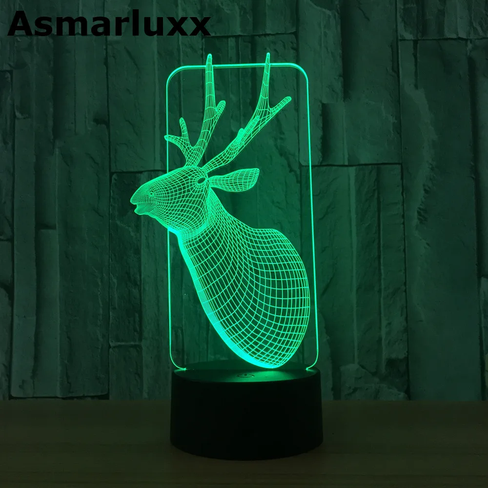 Олень 3D лампа USB светодиодный светильник домашний декор романтический дом