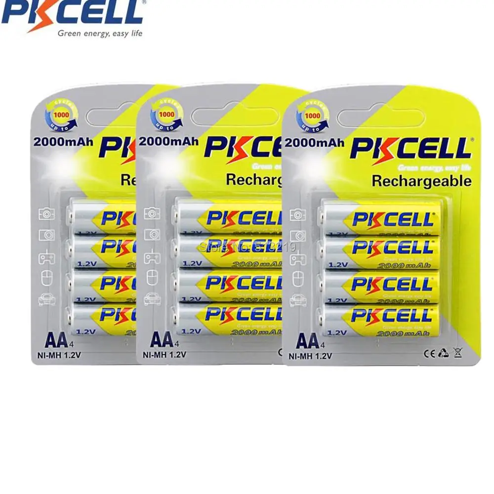 12 шт. 3 карты PKCELL 2A Bateria Baterias ni mh 2000mAh 1 2 V AA аккумуляторная батарея|aa rechargeable