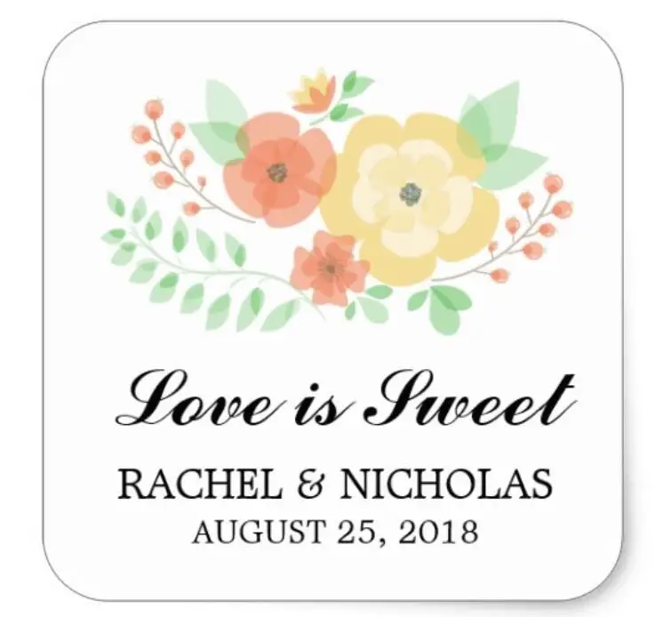 

1.5inch Sheer Summer Flowers Favor Square Sticker