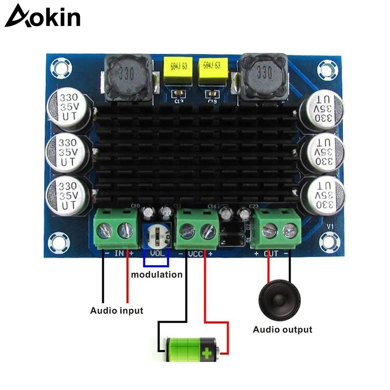 Aokin XH M542 TPA3116D2 цифровой Мощность аудио усилитель доска DC 12 26V 100W подойдет как для