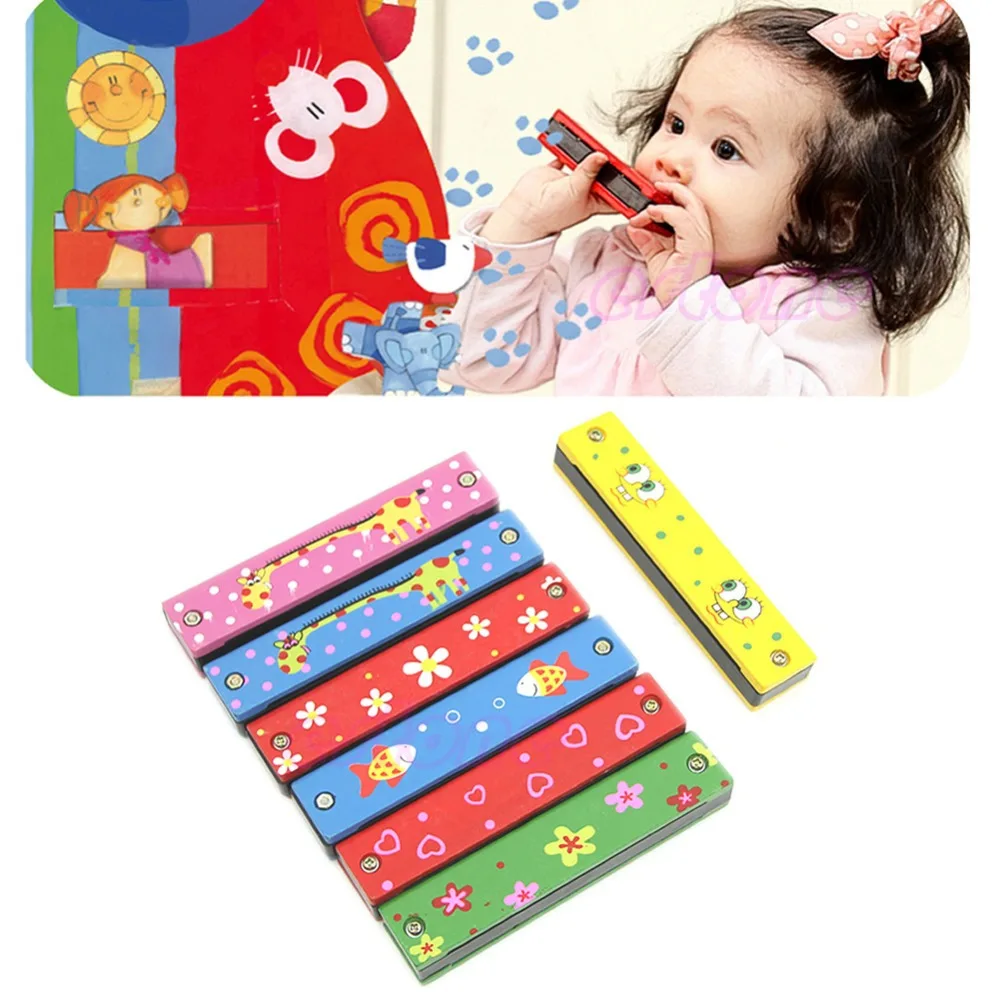 

M89CWooden Painted Harmonica Children Kids Musical Instrument Educational Music Toy