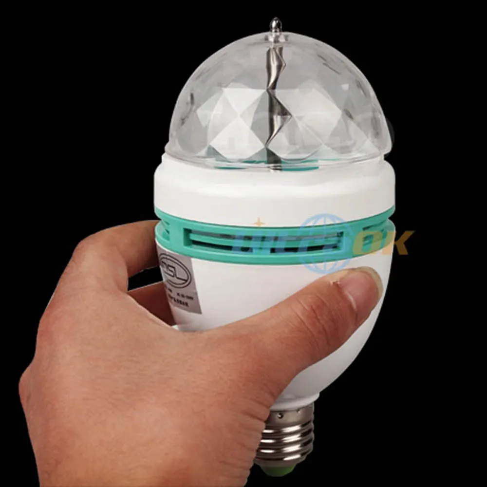 

E27 LED 220V RGB Full Color LED Stage Effect Light Bulb Auto Rotating Crystal Magic Ball LED Bulb Lamp 3w Disco DJ Party KTV Bar