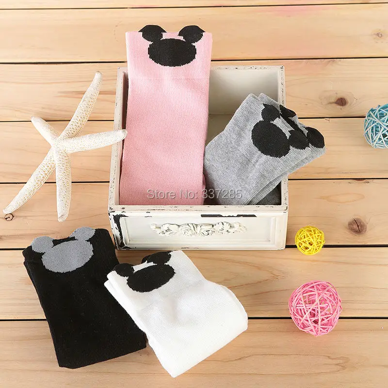 Новинка носки для маленьких девочек рисунок Микки из мультфильма высокие до