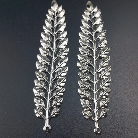 rhodium 20шт/Лот 22х93мм металлические филигранные цветы ветка листья ломтик талисманы База Установка ювелирных изделий DIY компоненты - Цвет: rhodium
