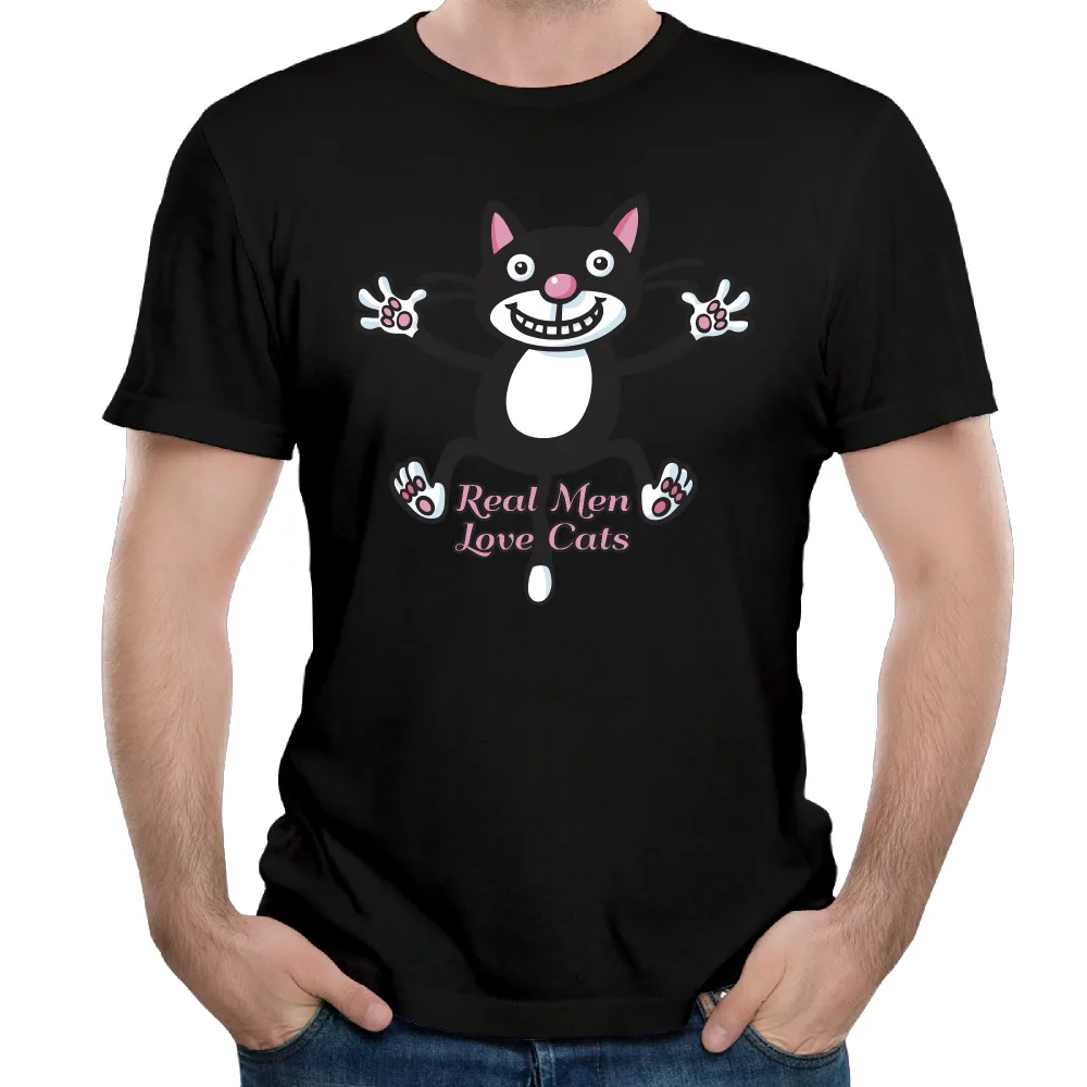 Мода 2017 г. настоящие мужчины любят кошек Для мужчин Футболка короткий рукав