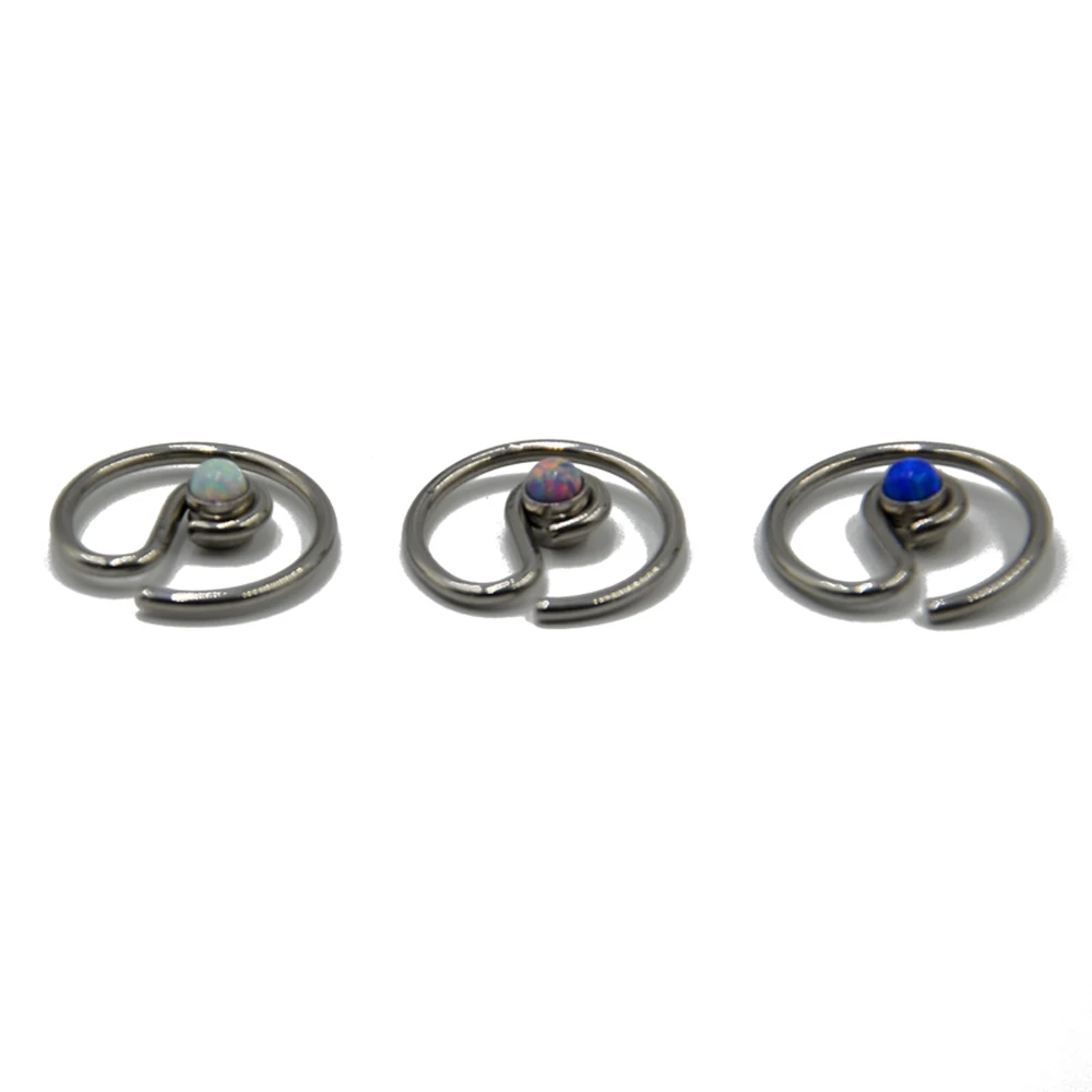 1 шт. опал CZ Gem Daith сердце круг гибкое кольцо ухо траг серьги, Надеваемые На ушной хрящ сердце ухо пирсинг для губ кольцо пирсинг тела ювелирные изделия 16 г