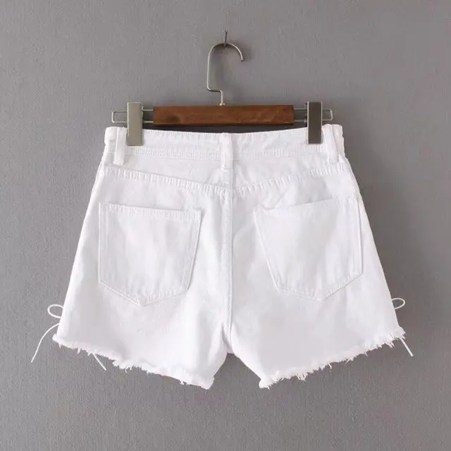Новинка 2017 белые джинсовые шорты Wishbop с высокой талией женские облегающие для мам