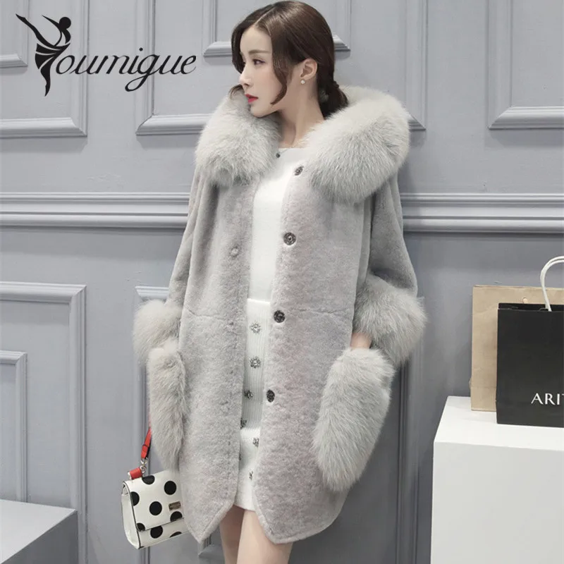YOUMIGE 2016 new fur one female jacket in the long section of sheep cut shears coat XXXL | Женская одежда