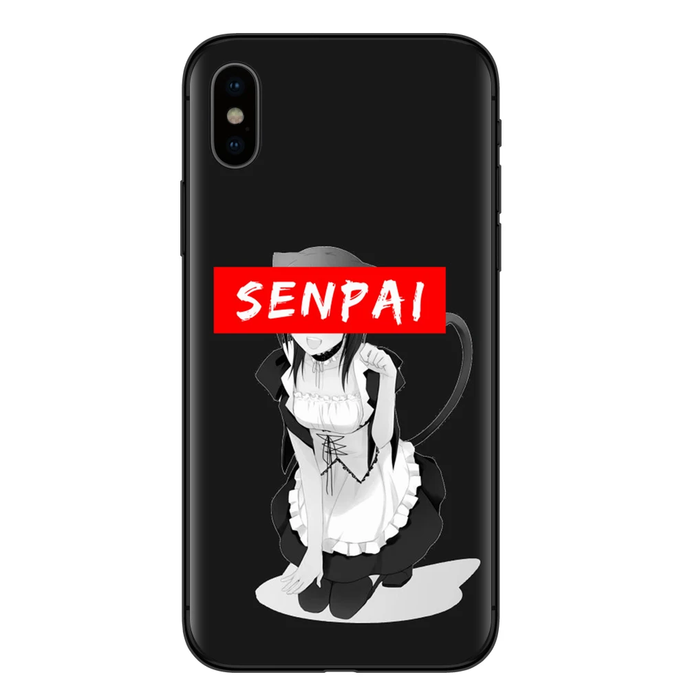 Чехол для телефона RUIXKJ Sugoi Senpai Anime waifu iPhone XS Max XR X 8 7 6 6S Plus 5S SE мягкий черный