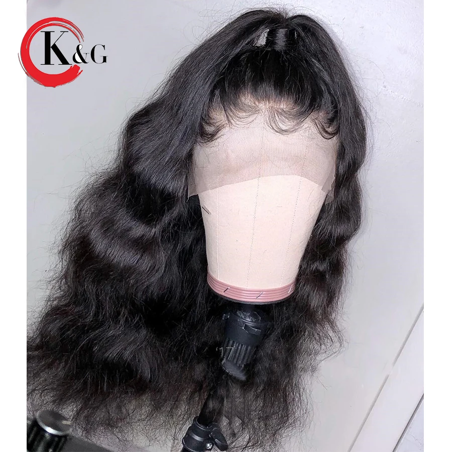KUNGANG 13*6 Deep Part Lace Front Human Hair Wigs Body Wave Brazilian Remy Wig For Women Pre Plucked With Baby | Шиньоны и парики