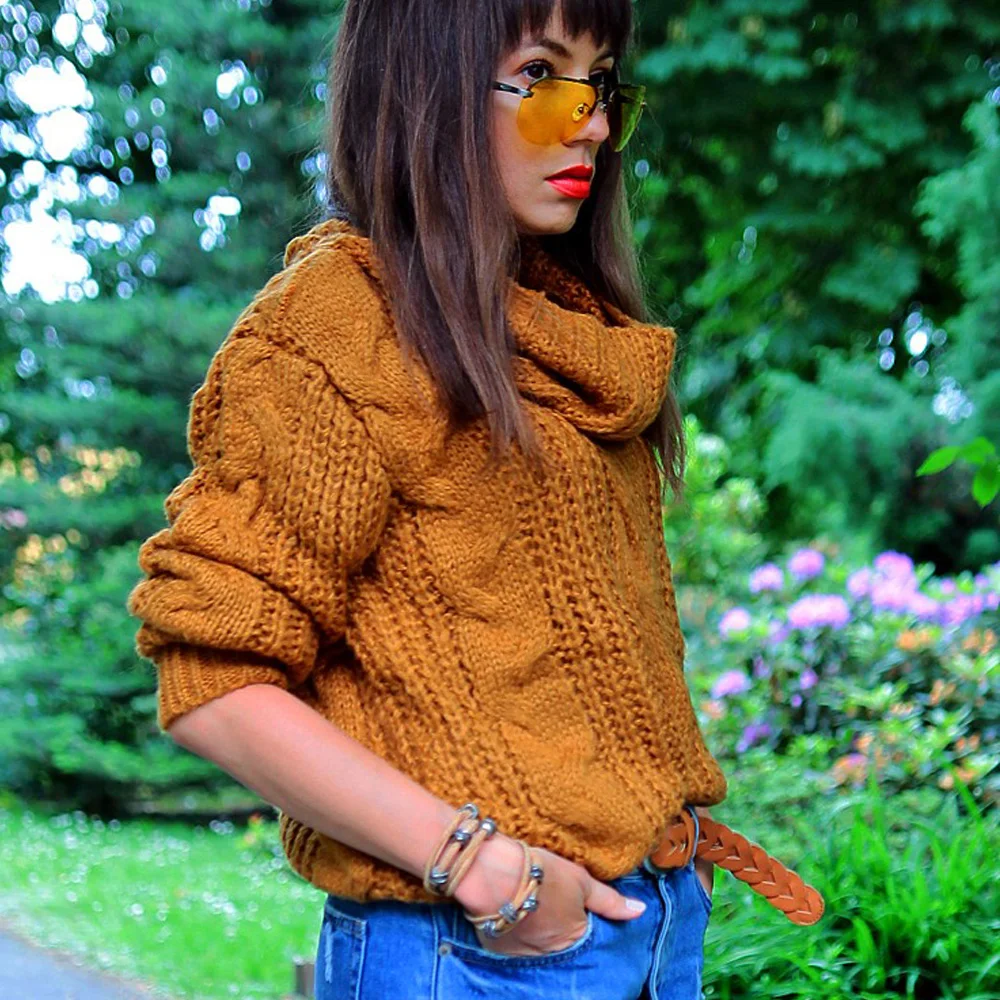 Thick Warm Women Turtleneck 2019 Winter Sweaters And Pullovers Knit Long Sleeve loose Elastic Sweater Female Jumper Tops | Женская