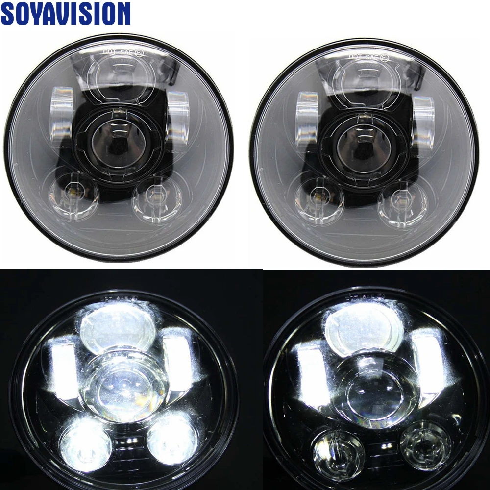 Для Land Rover 90/110 защитник 7 ''черный светодиодный проекционные фары для Jeep Wrangler LJ