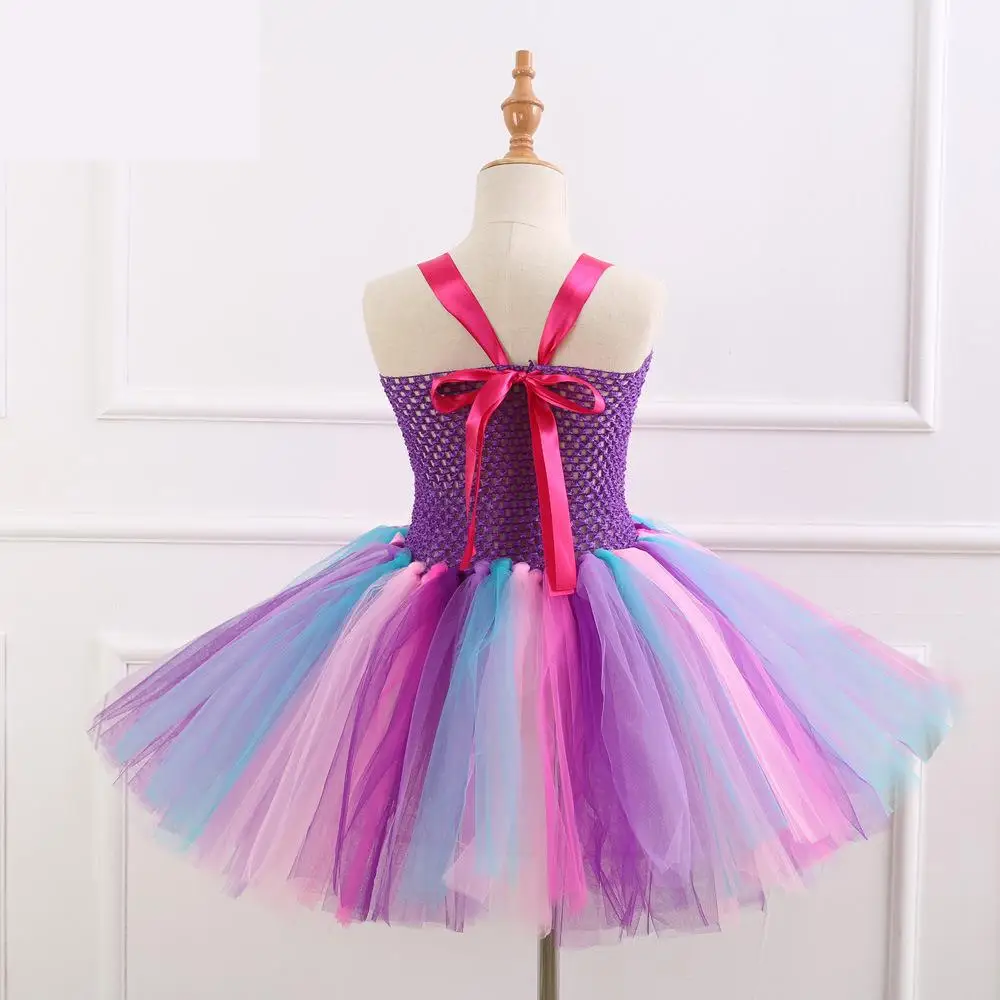 

Girls Unicorn Tutu Dress Rainbow Princess Free Headwear+ Kids Party Dress Girls Christmas Halloween Pony Cosplay Costume 1-12