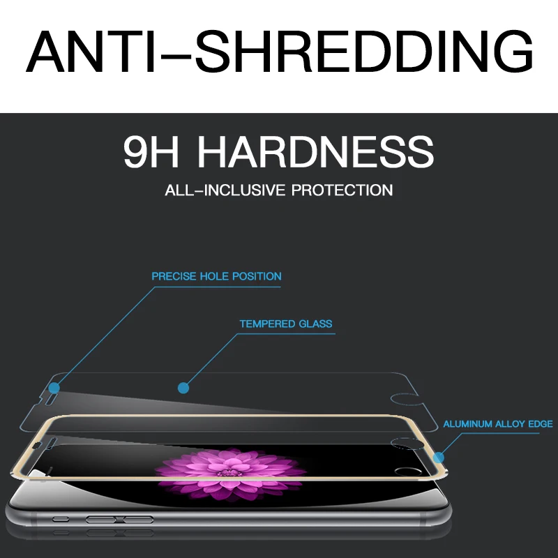 3D закаленное стекло из алюминиевого сплава для iPhone 6 6S 7 8 Plus полноэкранная