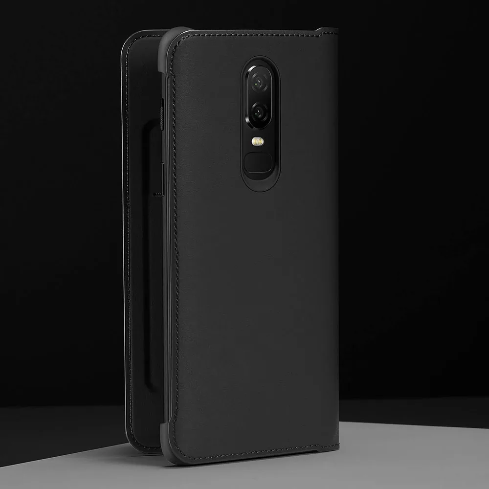 Оригинальный флип кейс OnePlus 6 T черный из искусственной кожи чехол для One Plus 6t Smart
