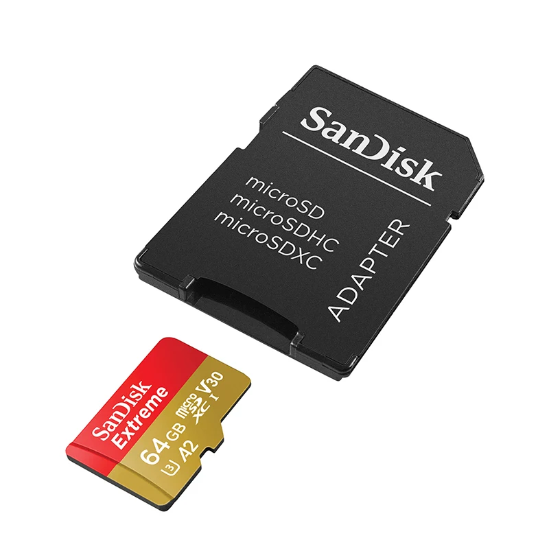 64GB A2 160MB Оригинальная Micro SD Карта sandisk Extreme U3 V30 A2 64 Гб 128 ГБ 256 ГБ 32 ГБ A1 флеш-карта памяти TF с адаптером для спортивных камер - Емкость: 64GB A2 160MB