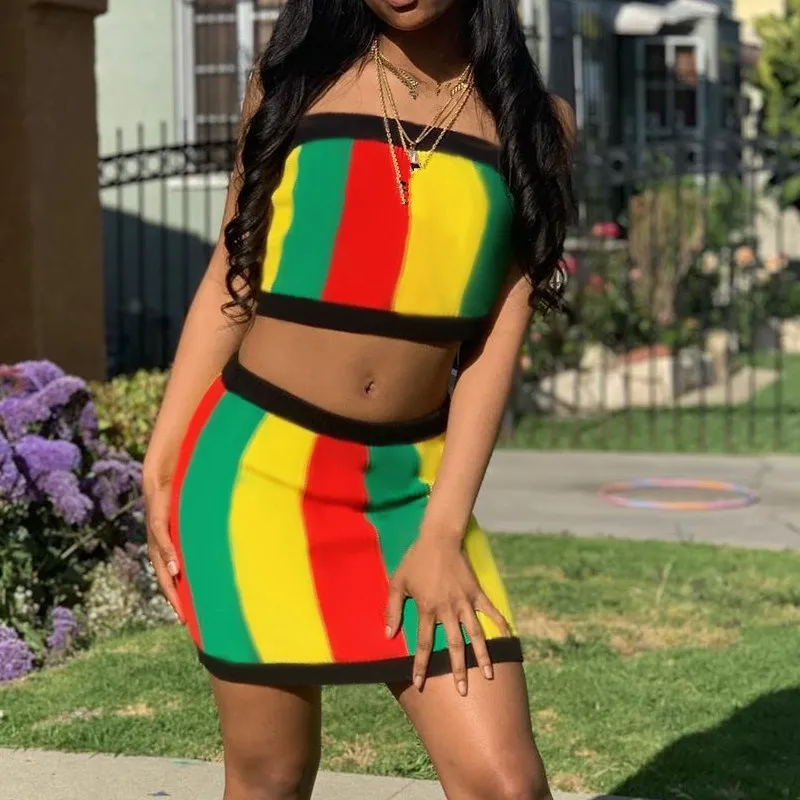 Plus Size Xxl Two Piece Set 2Pcs Outfits Women Slash Neck Crop Tops And Mini Skirts 2 Pieces Short Summer Matching Sets | Женская одежда