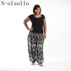 Женскиемужские брюки N-olsollo, летние свободные штаны с широкими штанинами, черного, белого цвета, с принтом в виде слона, Мешковатые повседневные штаны, размера плюс