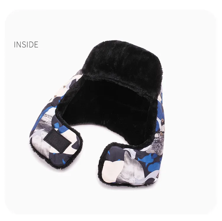 Камуфляжная Мужская зимняя шапка Skullies Beanies, толстые теплые наушники, шапки-Бомберы, Женские ветрозащитные велосипедные шапки из хлопка для холодной погоды