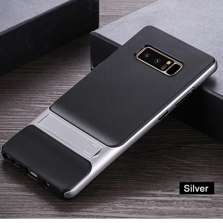 Серебристый CAPSSICUM NOTE8 Kickstand чехол для samsung Galaxy Note 8 Чехлы 6,3 дюймов PC силиконовый гибкий тонкий гелевый Стенд задняя крышка оболочка - Цвет: Серебристый
