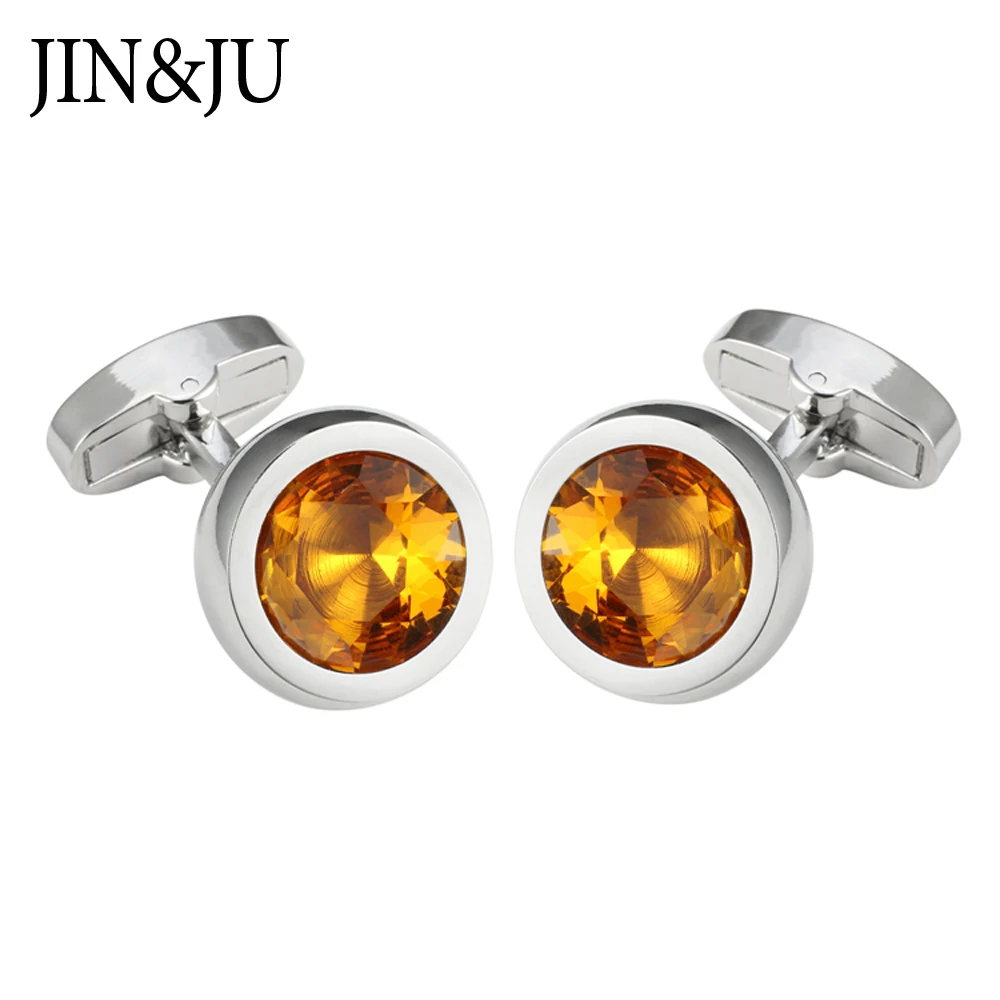 JIN& JU высокого качества, со вставками запонки круглый Стекло свадебные запонки, запонки, производитель с запонка для розничной торговли