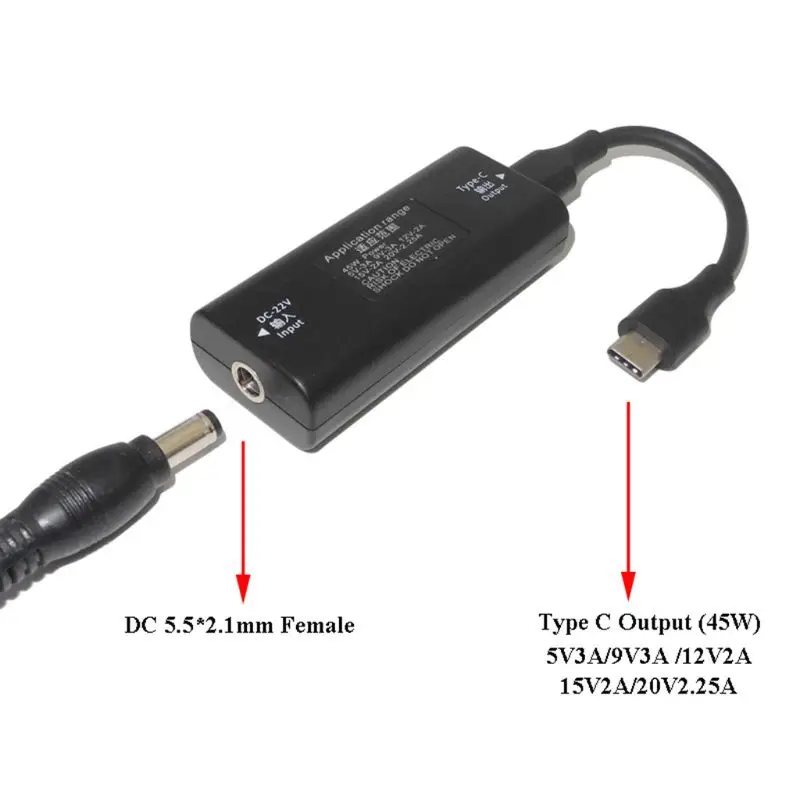 65 Вт мини Питание DC адаптер зарядное устройство разъем usb Тип C конвертер для lenovo Hp Asus ноутбук ПК компьютер аксессуары