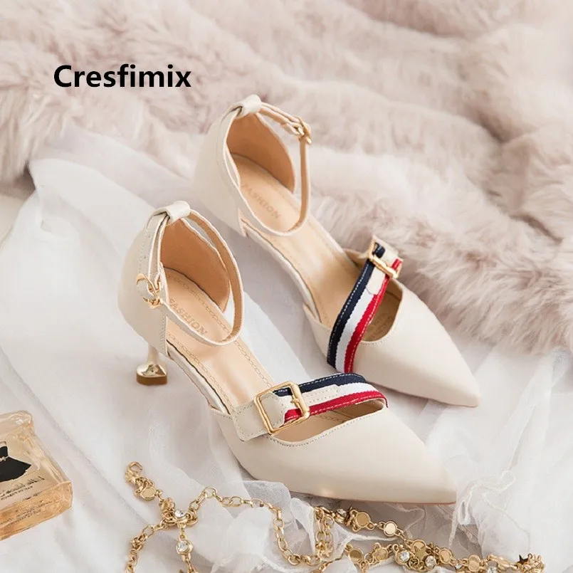 Cresfimix women cute sweet spring pu leather high heel pumps lady casual comfortable shoes femmes hauts talons a5010 | Обувь