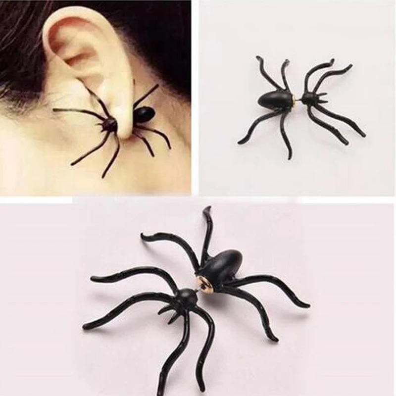 Серьги пусеты для женщин 1 шт. черные с подвеской пауком украшения пирсинга