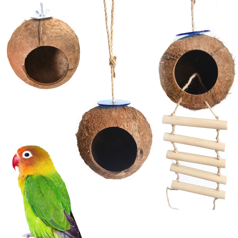 Подвесной гамак кокосовые ракушки птичье гнездо качели игрушка для Budgie кровать