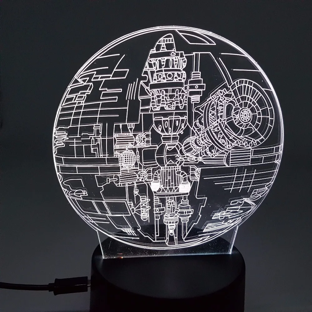 Экшн фигурка Death Star 3D ночники меняющие цвет 7 цветов светодиодный лампа модель