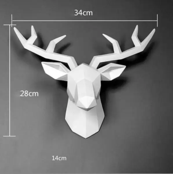 3D Смола голова оленя скульптура фрески домашняя стена подвеска с игрушечным лосем статуя ручной работы Орнамент Ремесло маленький размер голова оленя скульптура - Цвет: A