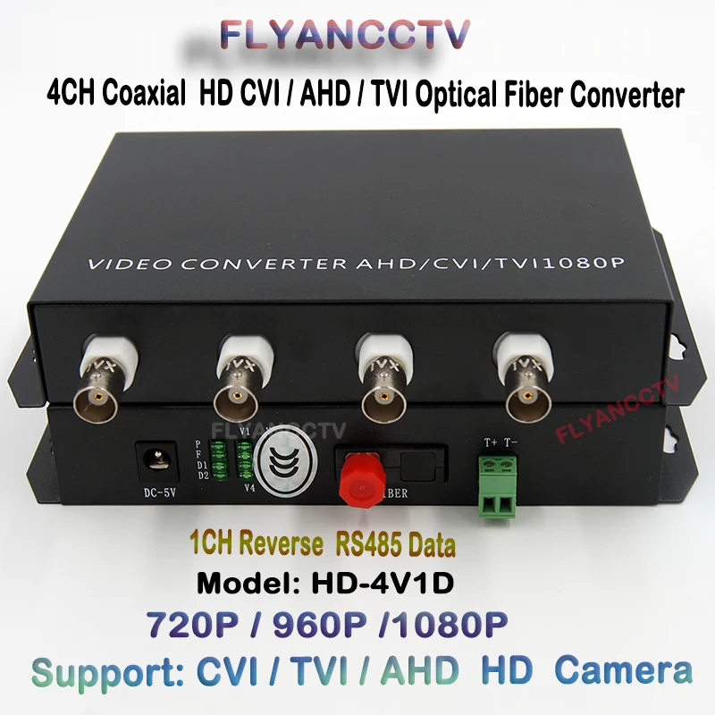 4ch 1080P HD AHD CVI TVI волоконно оптический видео конвертер 4 канальный преобразователь