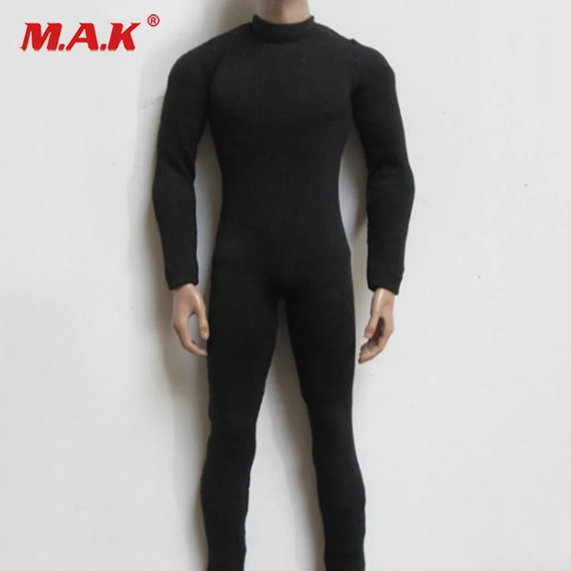 

1/6 Male Black Slim Tight Stretch Leotard Clothing Set for 12" Figure Body Toys