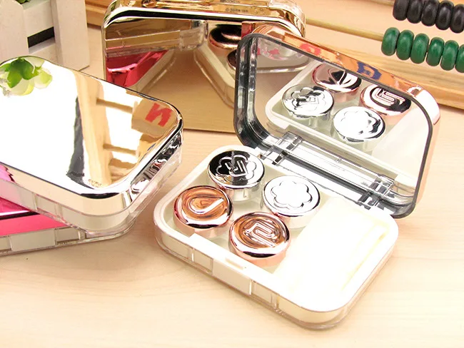 Высокое качество двойной контейнер чехол для контактных линз с зеркалом цветной