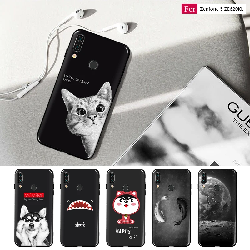 DIY Case For ASUS Zenfone 5 ZE620KL Lite ZC600KL Shark Cats Moon dog Cover 5z ZS620KL |