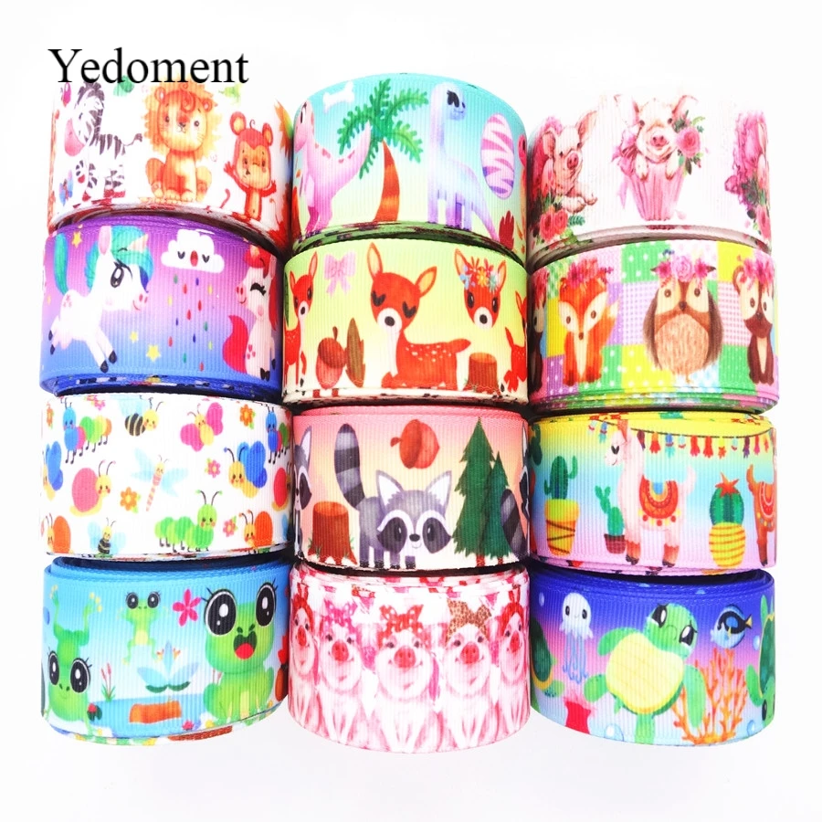 1 &quot25 мм 10 ярдов милые животные Печать Grosgrain лента для DIY hairbow материалы ручной