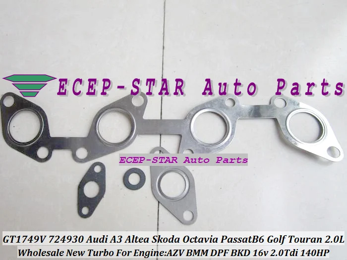 Турбокомпрессор GT1749V 724930 724930-5009S 724930-0002 для AUDI A3 Skoda Octavia VW Passat B6 Golf Touran AZV BMM BKD 2.0L |