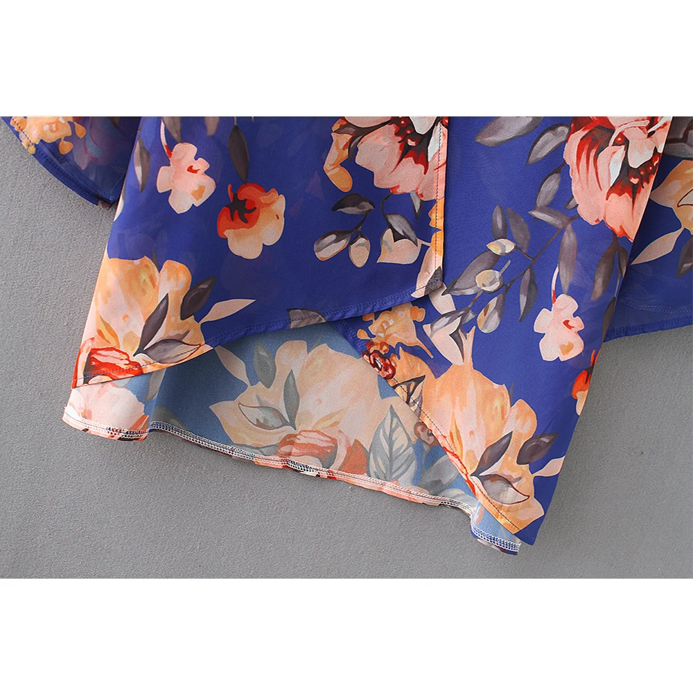 Casual Vintage Kimono Cardigan Ladies 2019 Summer Long Crochet Chiffon preto Loose flora printed Blouse Tops Black |