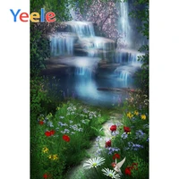 yeele forest waterfall grassland flowers scenery photography backgrounds spring photographic backdrops for home photo studio
