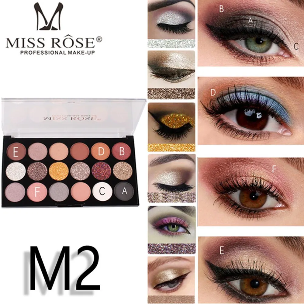 MISS ROSE 18 цветов матовые блестящие тени для макияжа Палитра Пигмент телесного