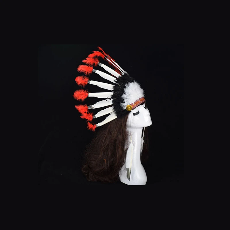Перья из Индии костюмы для головного убора ручной работы красного и черного