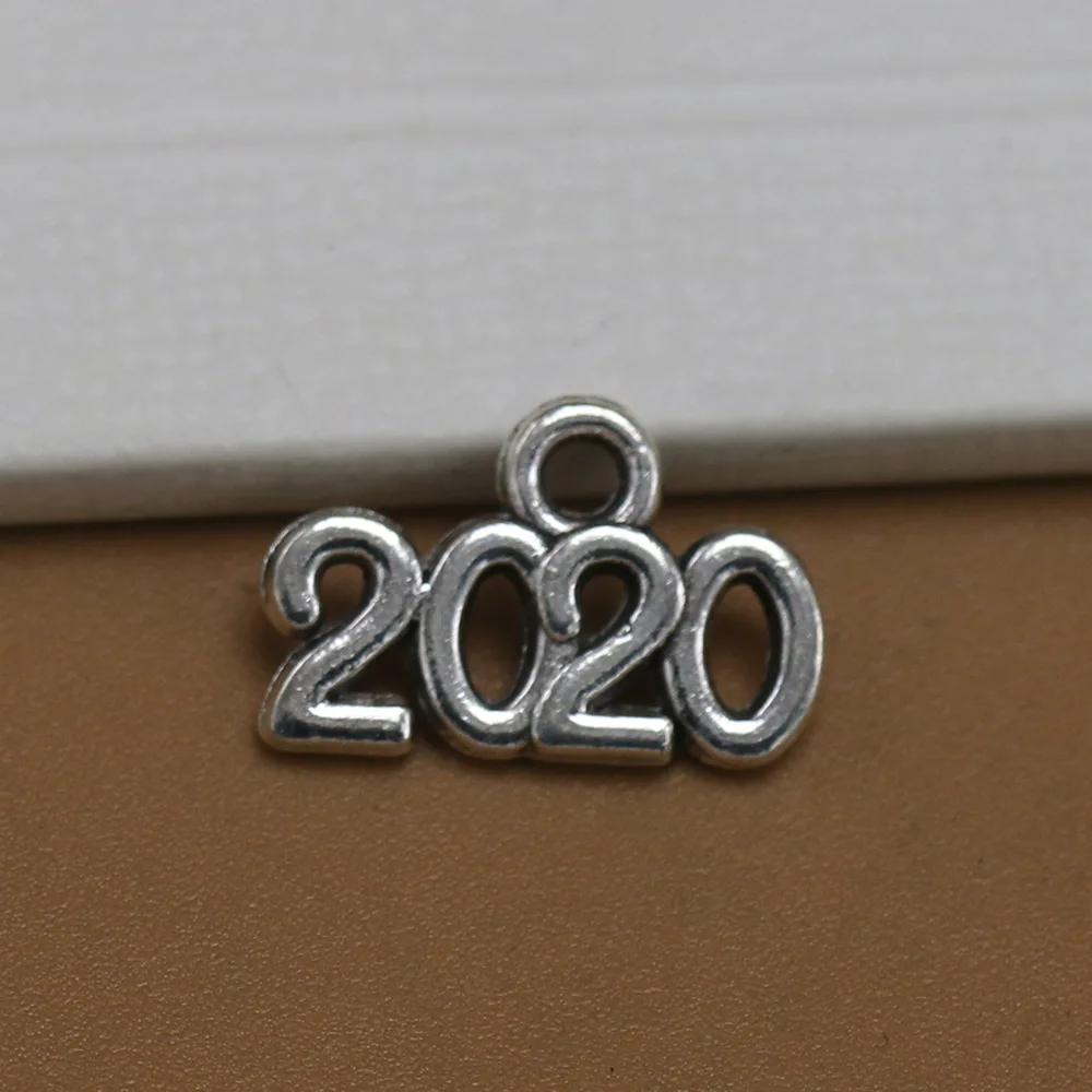 100 шт. изысканные фигурки подвески 2020 года 14*10 мм античное серебро подарок для