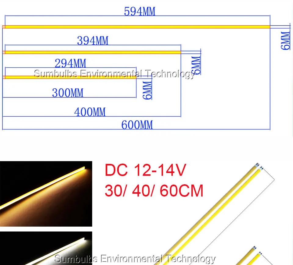 Sumbulbs 60 см 40 см 30 см COB чип светильник бар лампа Светодиодная лента лампа 20 Вт DC 12 В гибкий линейный светильник s Теплый Холодный белый 600*6 мм
