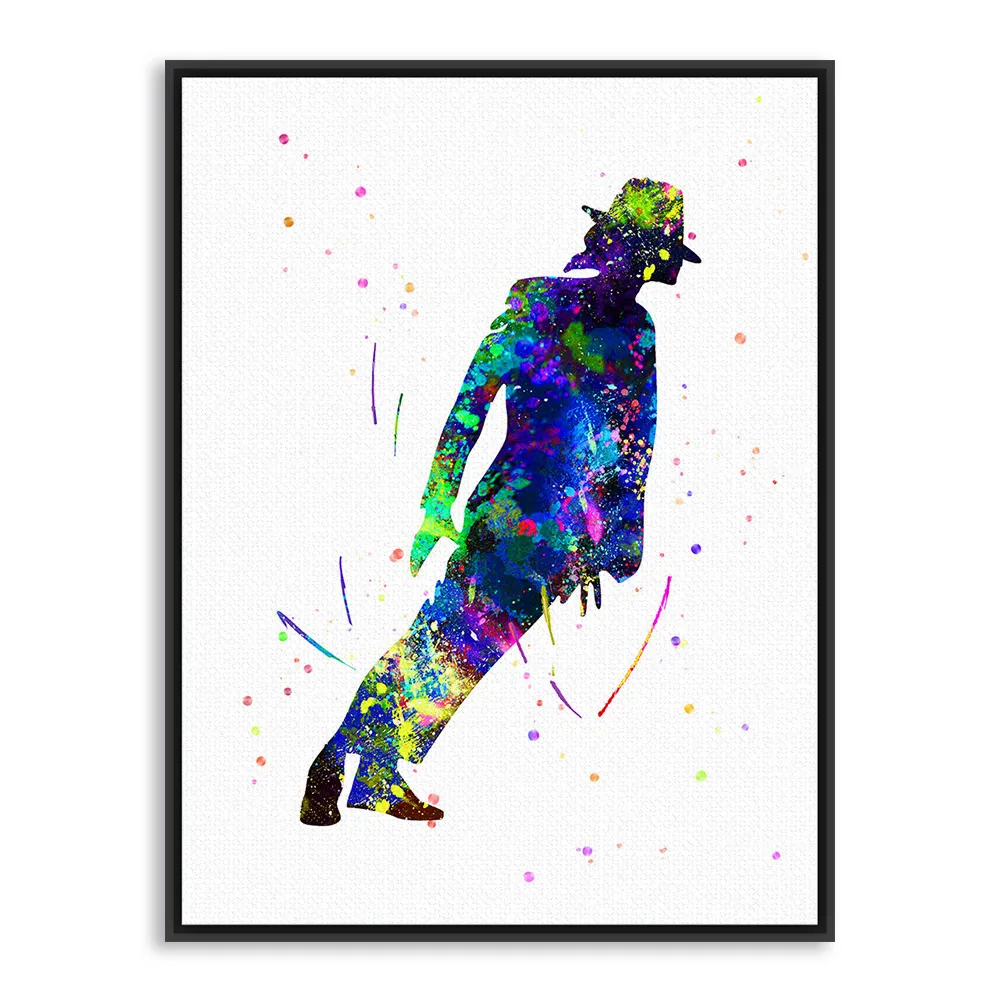 Триптих оригинальные акварельные музыкальные знаменитости Майкл Джексон поп