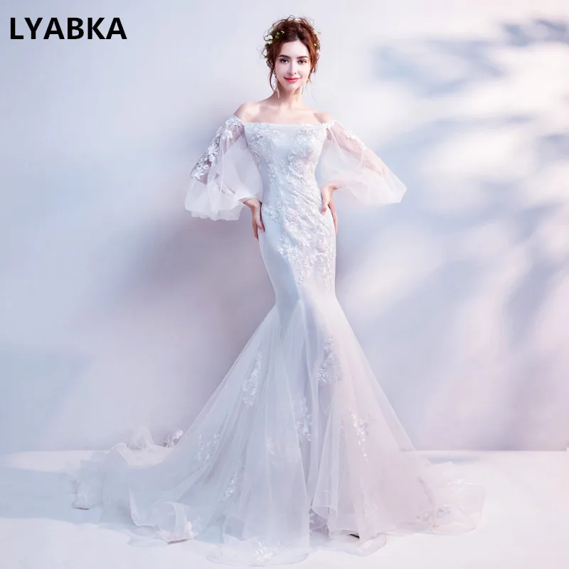 Mariage Vestido De Noiva 2019 настоящая фотография белое Лодка шеи свадебное платье с пышными