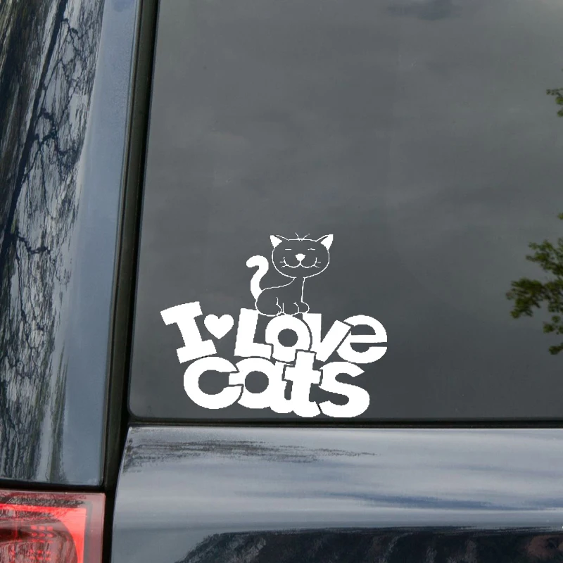 YJZT 14 7 см * 12 2 Виниловая наклейка I Love Cats мультяшный Кот котенок стикер для