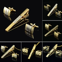 gold tie clip and cufflink set for men classic meter tie clips cufflinks sets copper tie bar golden tie collar pin jewelry