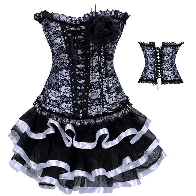 Черный цветочный кружевной корсетт для женщин сексуальный викторианский костюм