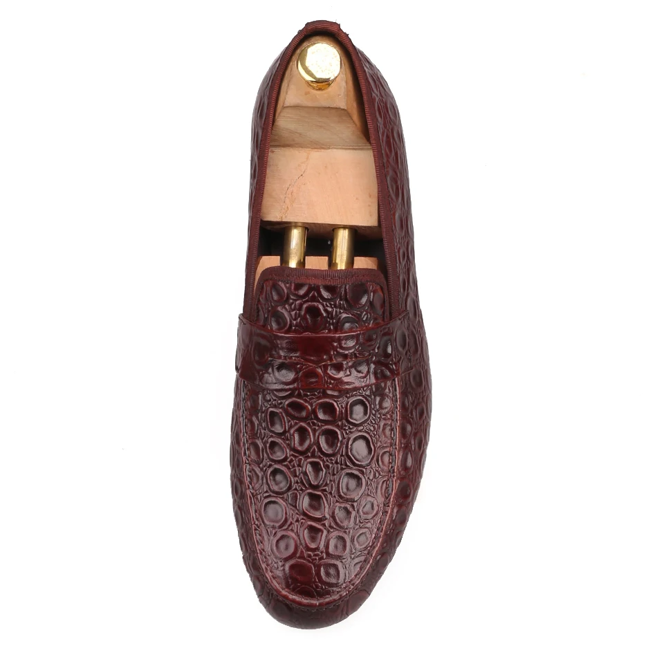 Piergitar 2018 new style Marble Embossing Brown Genuine Leather Loafers Men Casual shoes Men's Flats SIze US 4-17 Free shipping | Обувь