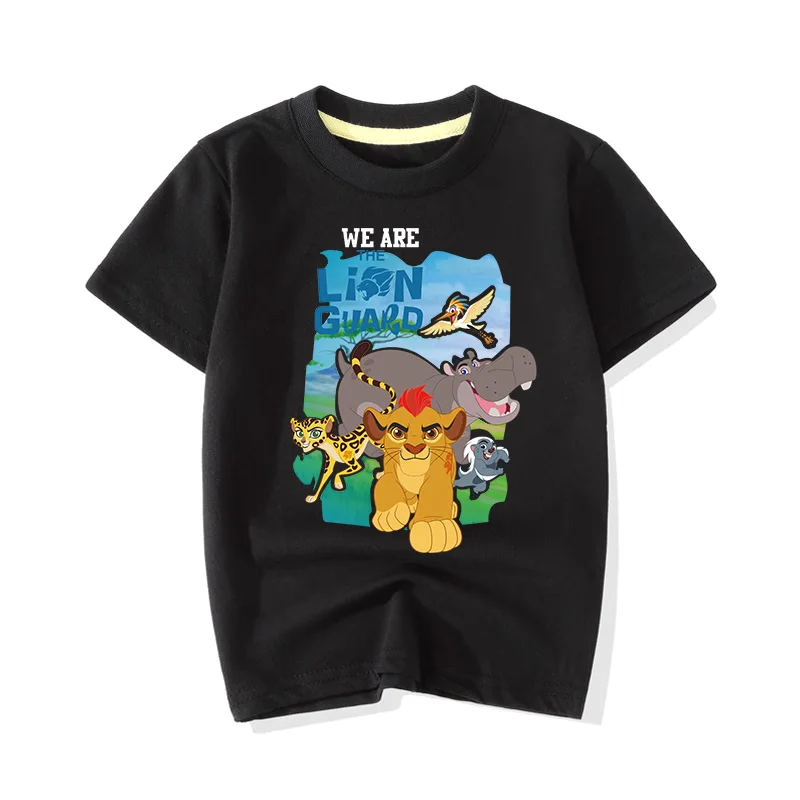Black T-shirt Детские футболки для больших мальчиков и девочек с героями мультфильма «Король Лев», одежда От 1 до 13 лет, детский летний костюм с короткими рукавами Повседневные футболки, топы, JY021 - Цвет: Black T-shirt